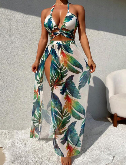 Plant Printed Bikini Set