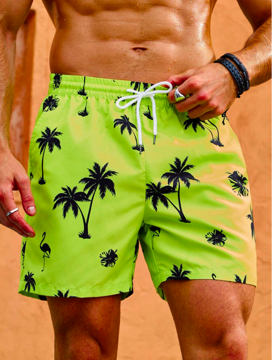 Men’s Coconut Tree Print Beach Shorts