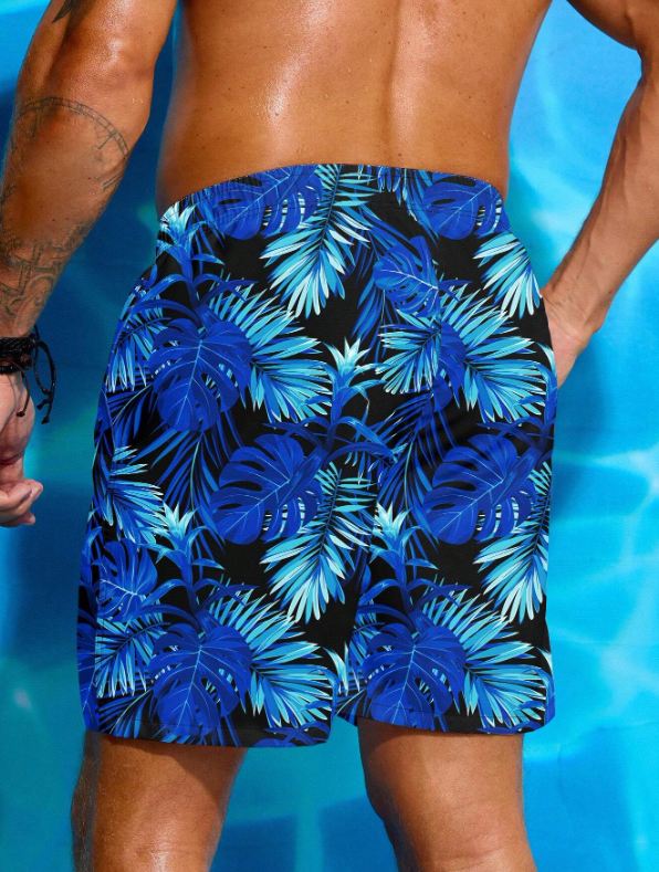 Leaf Print Beach Shorts