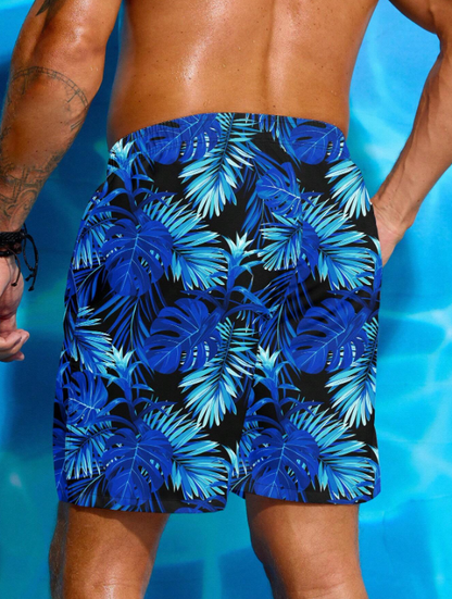 Men’s Leaf Print Beach Shorts