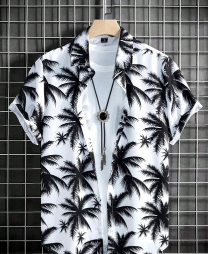 Tropical Coconut Tree Print Summer Shirt