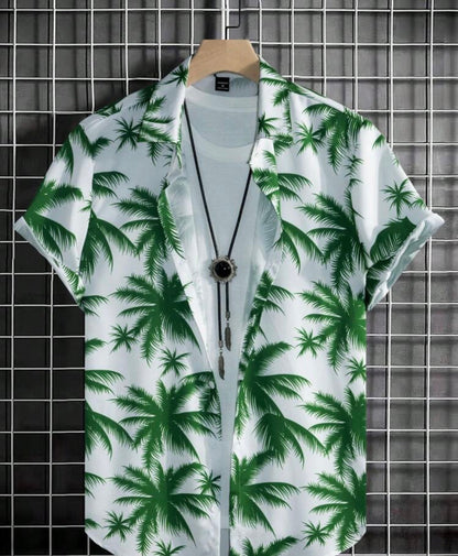 Tropical Coconut Tree Print Summer Shirt