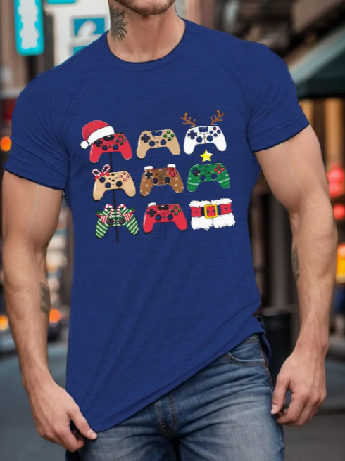 Men's Christmas Gaming Controller Graphic Tees