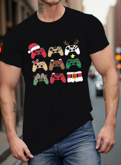 Men's Christmas Gaming Controller Graphic Tees