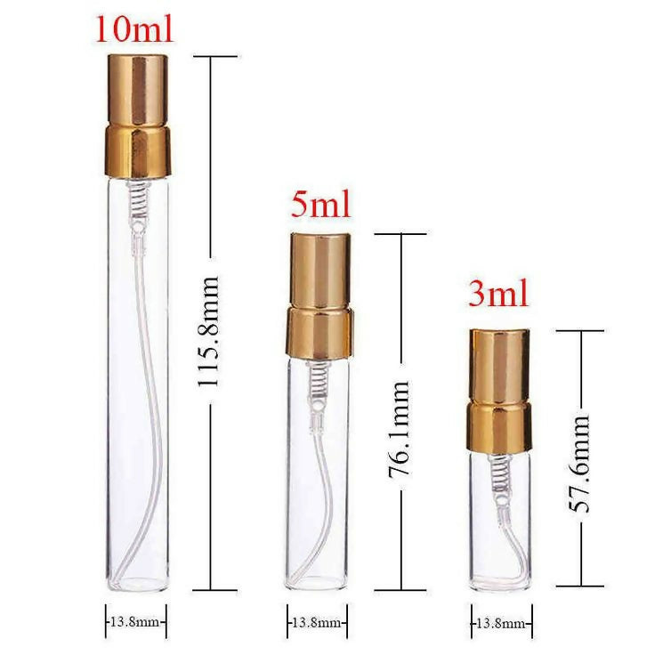 10PC 3 Pcs 10ml Refillable Glass Metal nozzle Spray Bottle Spray Atomizer Portable Travel Cosmetic Container Bottle Y220428